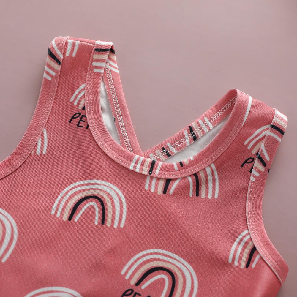 1-6Y Toddler Girls Summer Swimsuit Rainbow Leopard Print Children's Vacation Beach Swimwear Wholesale Plus Size Swimwear