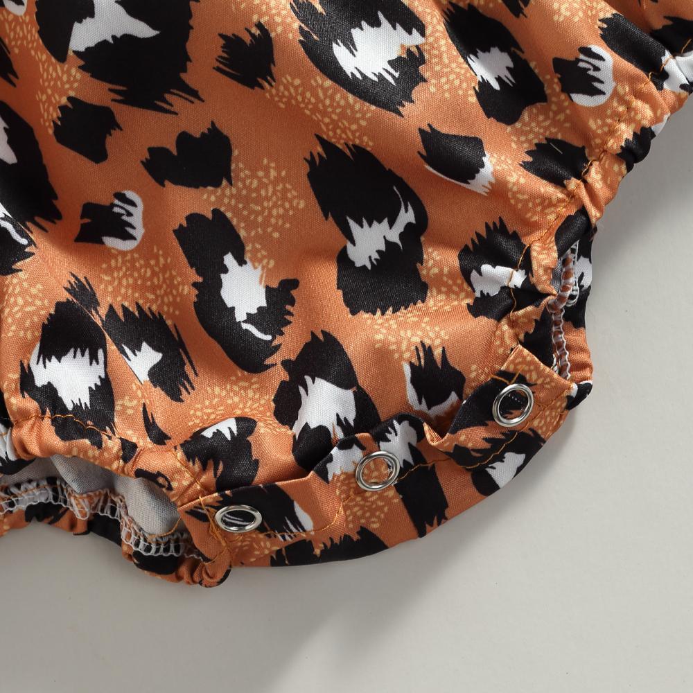 Autumn Infant Long Sleeve Romper Leopard Print Bodysuit Bow Wholesale Baby Girl Clothes