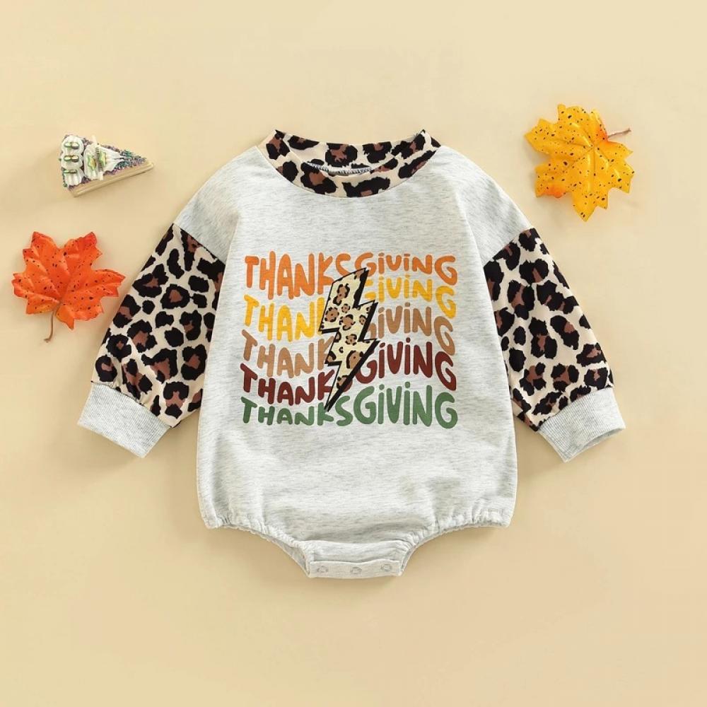 Autumn Baby Leopard Letter Print Color-block Triangle Romper Wholesale Baby Children Clothes