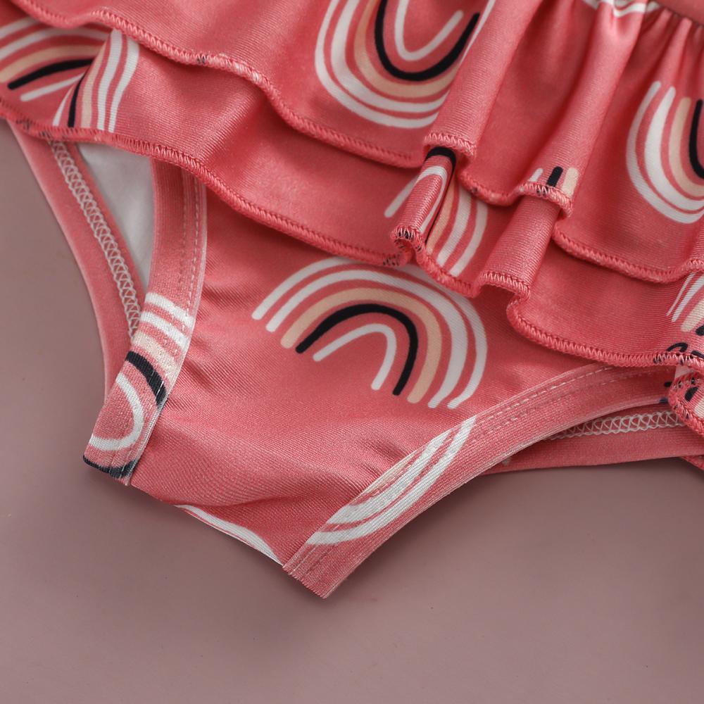 1-6Y Toddler Girls Summer Swimsuit Rainbow Leopard Print Children's Vacation Beach Swimwear Wholesale Plus Size Swimwear