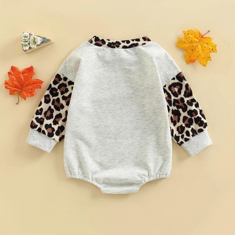 Autumn Baby Leopard Letter Print Color-block Triangle Romper Wholesale Baby Children Clothes