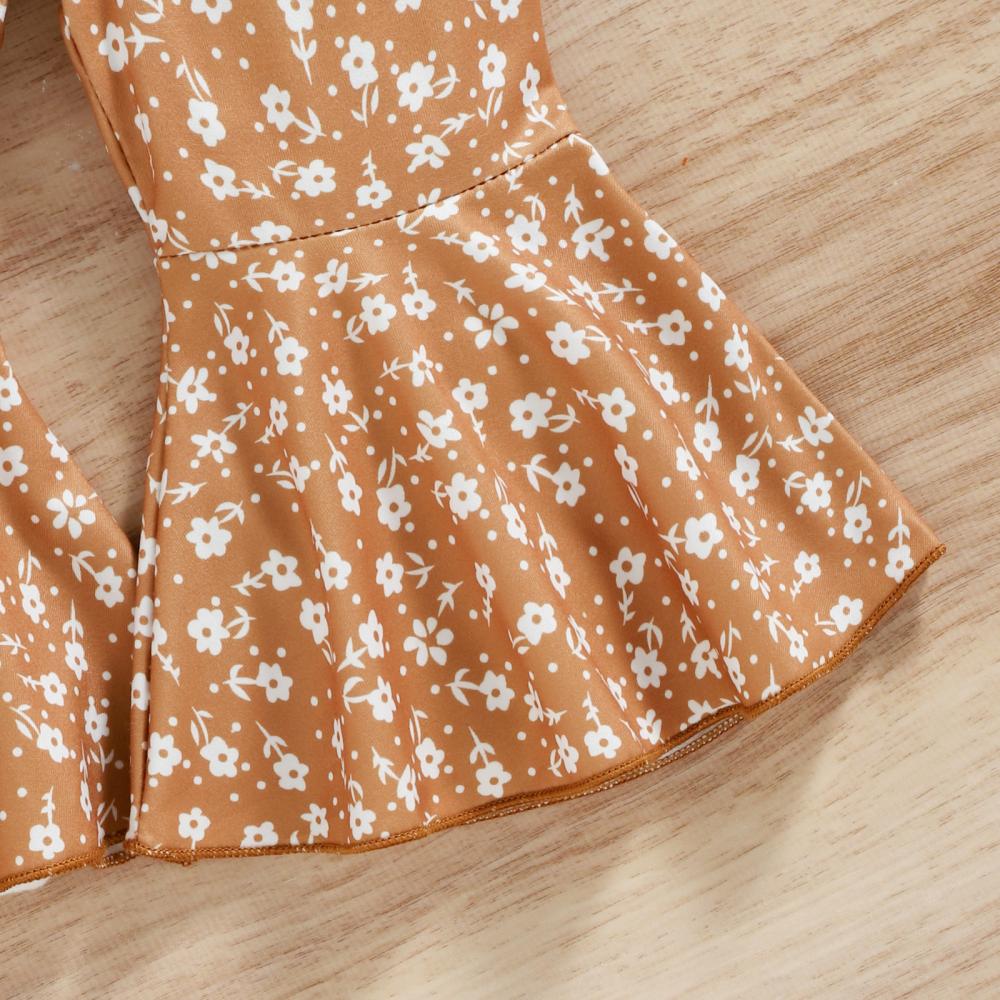 Autumn Baby Girls Romper + Leopard Flared Pants Set Wholesale Baby Girls Clothes