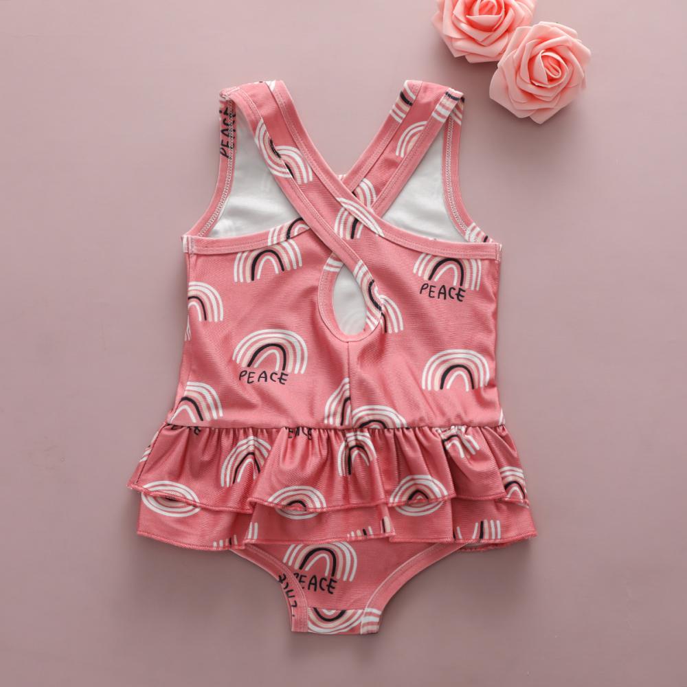 1-6Y Toddler Girls Summer Swimsuit Rainbow Leopard Print Children's Vacation Beach Swimwear Wholesale Plus Size Swimwear