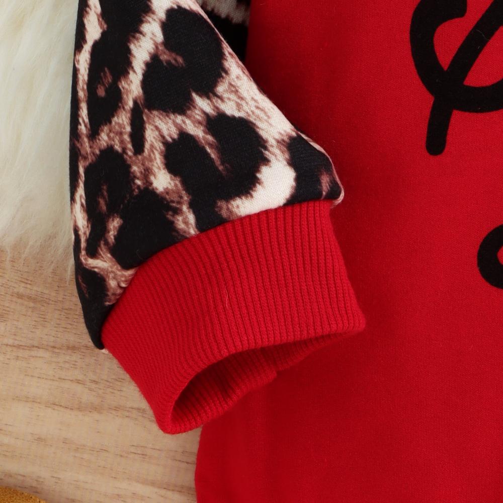 Autumn Christmas Girls Letter Print Leopard Romper Wholesale Baby Clothes