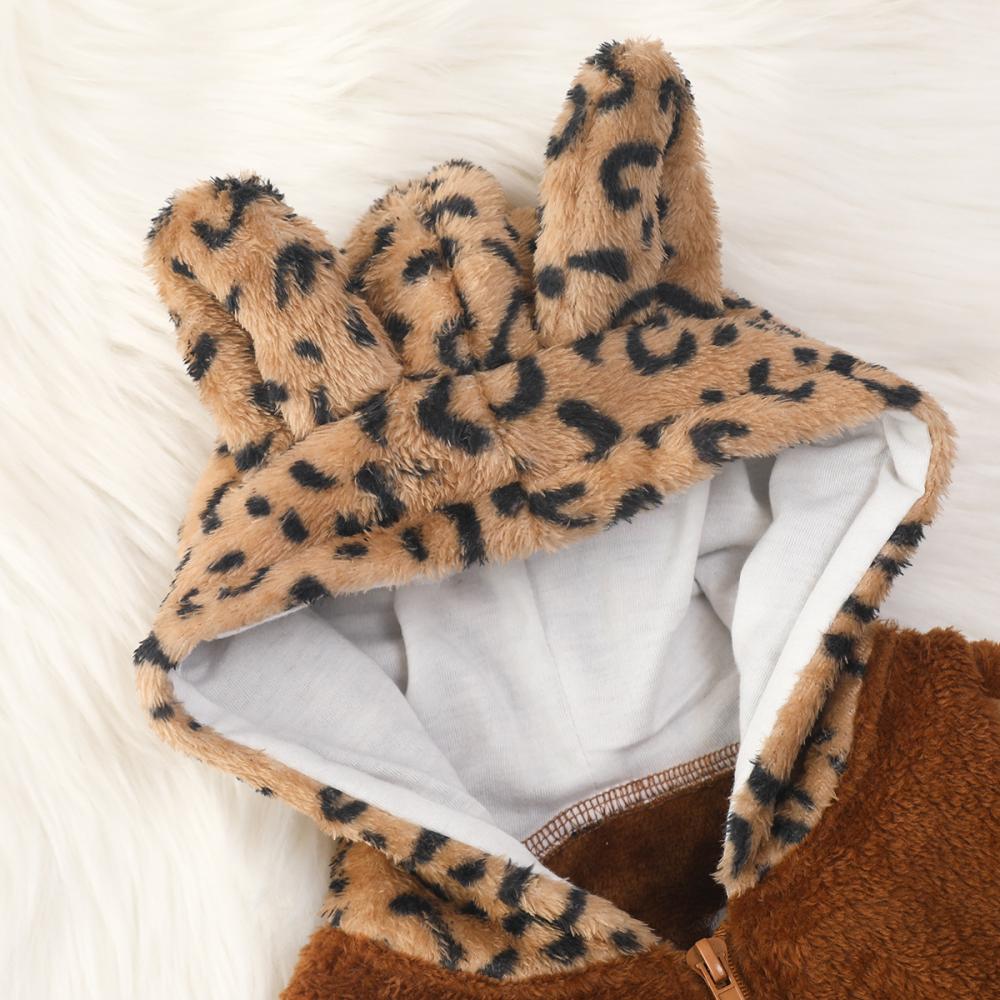 Autumn and Spring Baby Leopard Zipper Romper Wholesale Baby Clothes