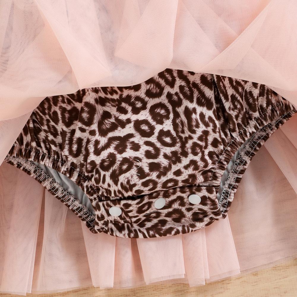 Baby Triangle Romper Autumn and Winter Girls Long Sleeve Leopard Print Mesh Skirt Baby Clothes Wholesale