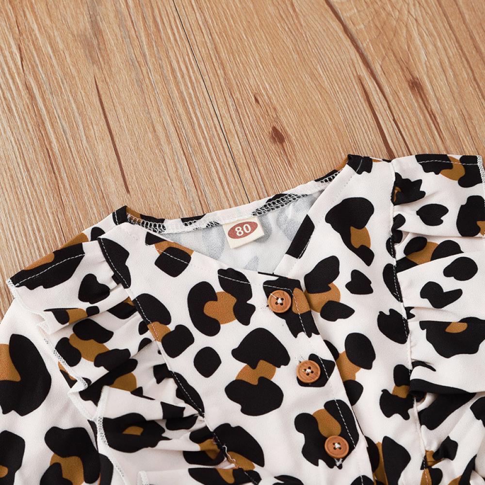 Autumn Leopard Print Long Sleeve Baby Dress Baby Girl Wholesale Clothing