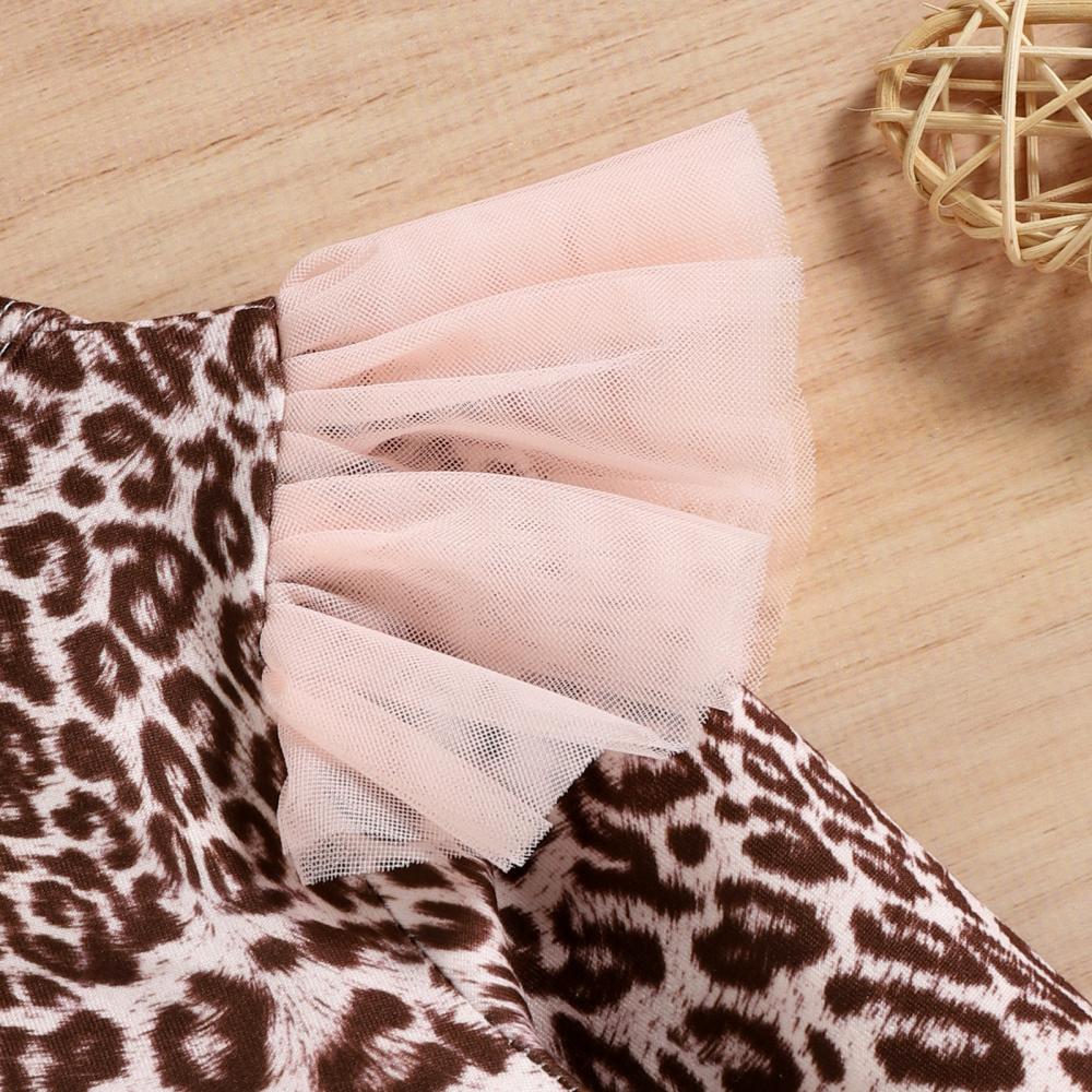 Baby Triangle Romper Autumn and Winter Girls Long Sleeve Leopard Print Mesh Skirt Baby Clothes Wholesale