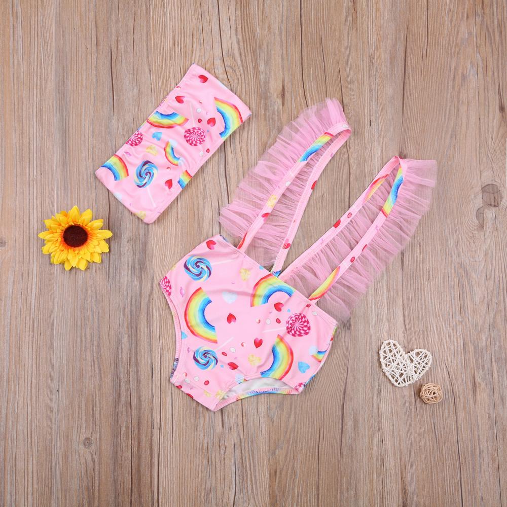 1-6Y Toddler Girls Summer Swimsuit Rainbow Leopard Print Children's Vacation Beach Swimwear Wholesale Plus Size Swimwear
