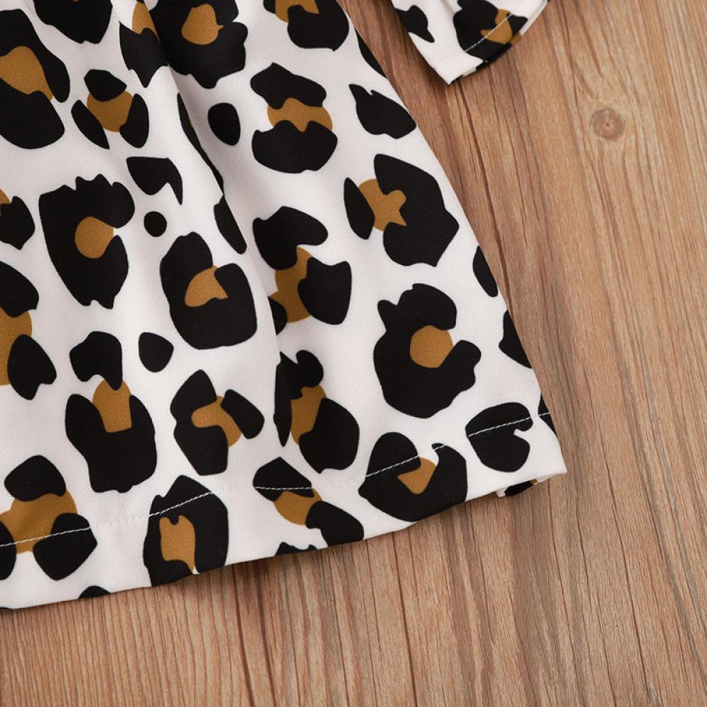 Autumn Leopard Print Long Sleeve Baby Dress Baby Girl Wholesale Clothing